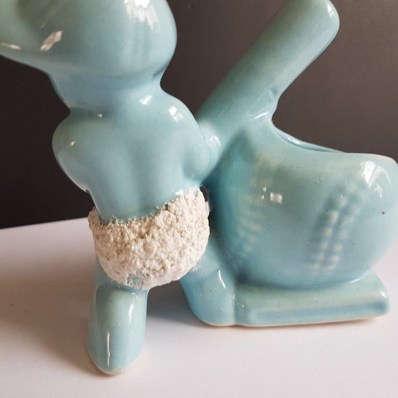 ❤️McMaster Pottery Canada Blue Baseball Boy Vase Planter - Picture 4 of 5